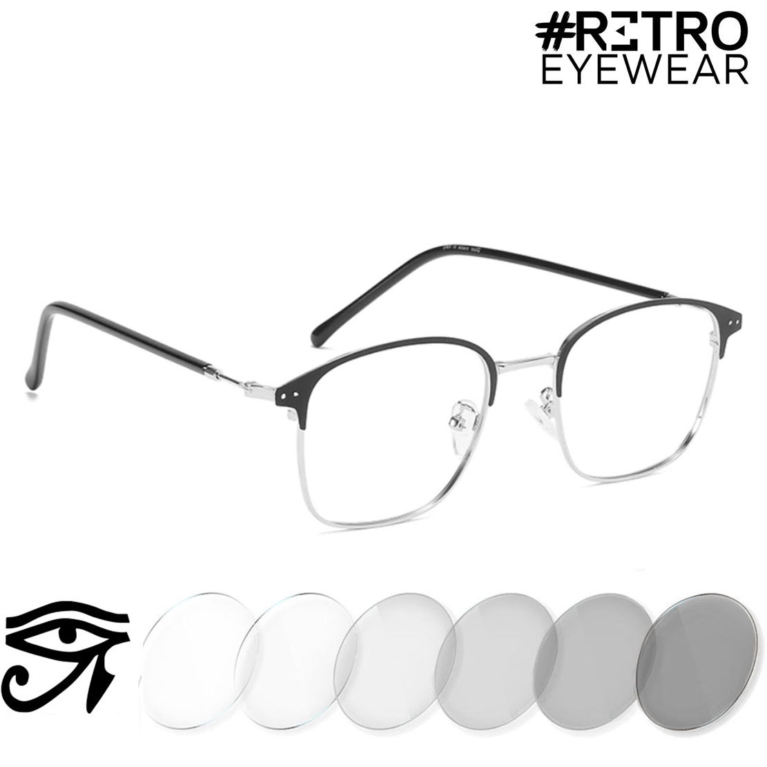 Gafas Óptica Originales Descanso RETRO® HORUS® SILVER Fotocromaticos Drive Safe